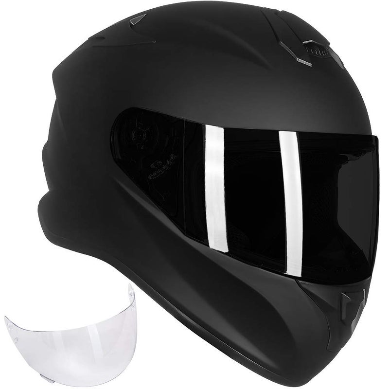 ILM Full Face Motorcycle Street Bike Helmet with Enlarged Air Vents, Free Replacement Visor for Men Women DOT Approved Model ST-06 (Gloss Black, Medium) - Image 1